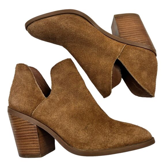 Steve Madden Brown Suede AKER Bootie Ankle Boots 8.5 Side Cuts Pointed - Picture 1 of 11